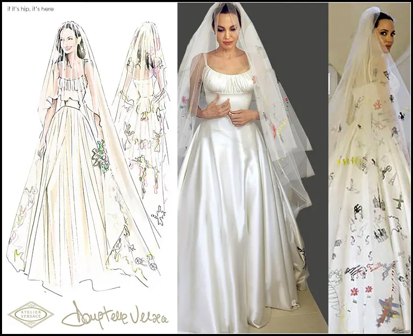 Angelina JoliePitt’s Wedding Gown and Veil Decorated With
