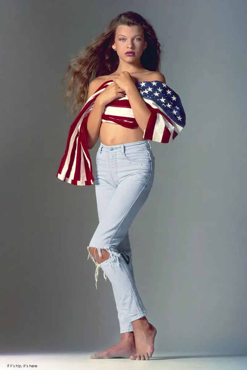 60 Celebs Wearing Flag... Milla Jovovich