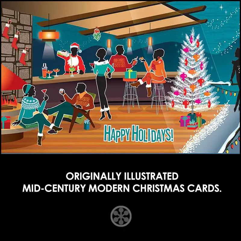 Beautifully illustrated mid century modern christmas cards