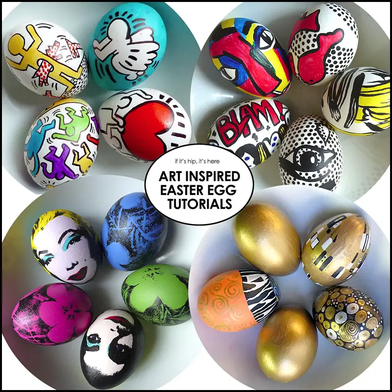 Art Inspired Easter Egg Tutorials for Haring, Warhol, Lichtenstein & Klimt