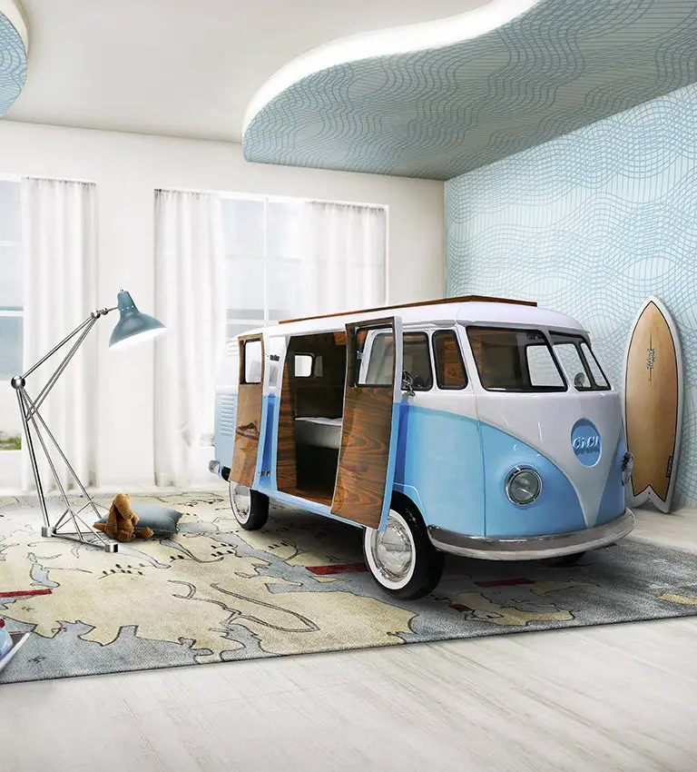 Limited Edition Retro VW Bus Bed for Kids in Blue or Pink