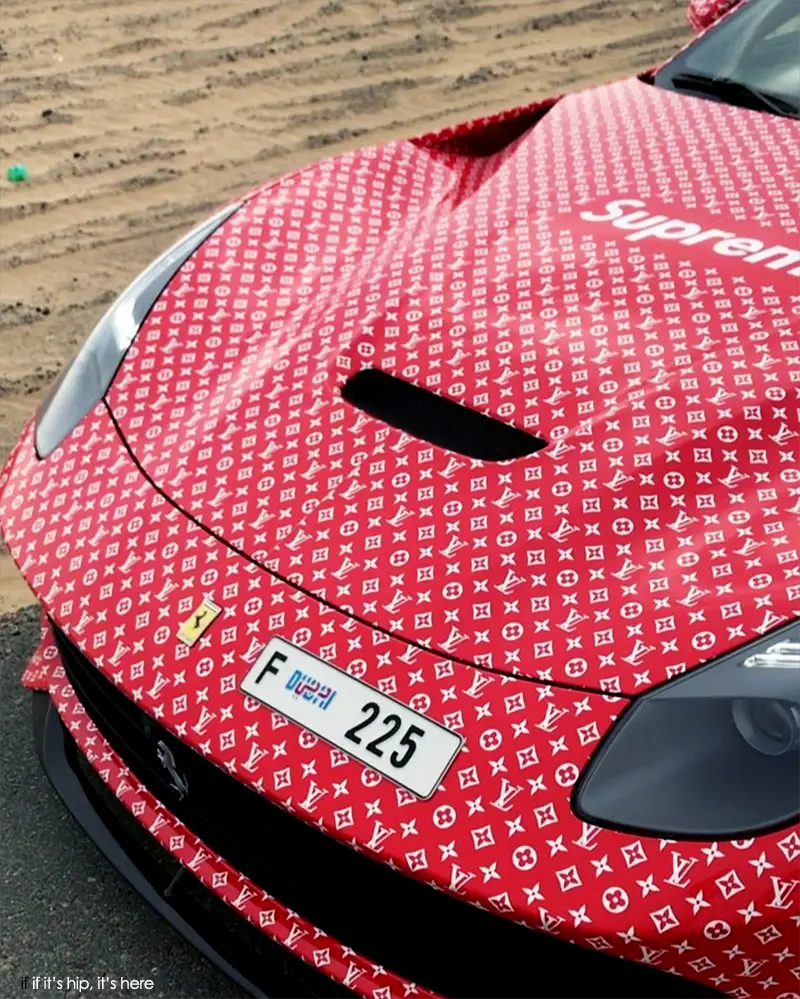 Louis Vuitton Supreme Wrapped Ferrari for 15 Yr old Money Kicks