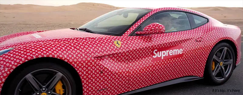 Louis Vuitton Supreme Wrapped Ferrari for 15 Yr old Money Kicks