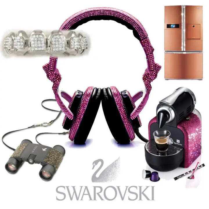Swarovski Studs Anything That Stands Still. From Bandaids to Bathroom Sinks, Crystallized Items.