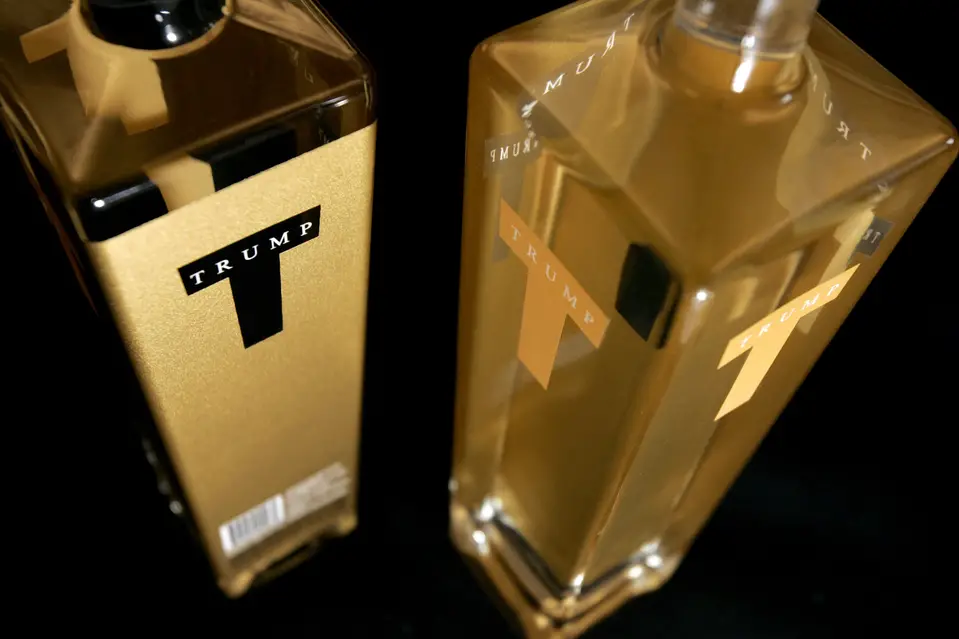 Bottles from a new line of premium vodka affiliated with Donald Trump and bearing the name Trump Super Premium Vodka are seen in this photograph taken in New York City