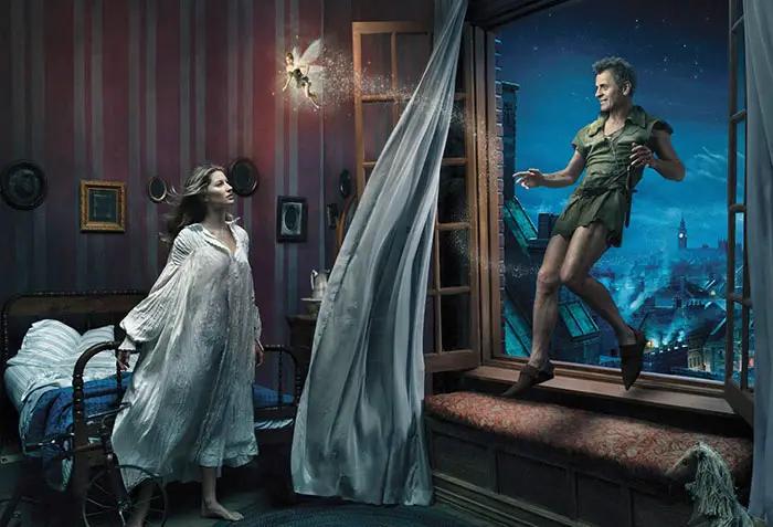 Giselle Bundchen and Mikhail Baryshnikov as Wendy Darling and Peter Pan