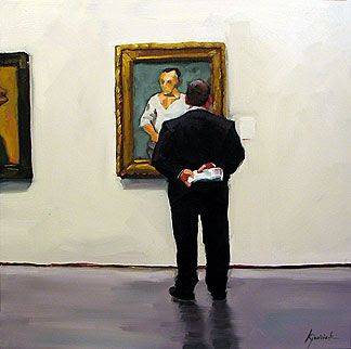 paintings of people looking at art