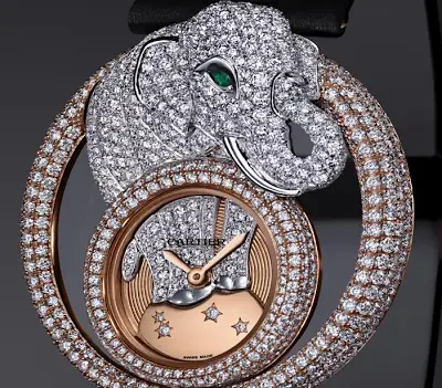 Cartier diamond elephant circus animalia watch