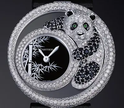 cartier diamond panda watch