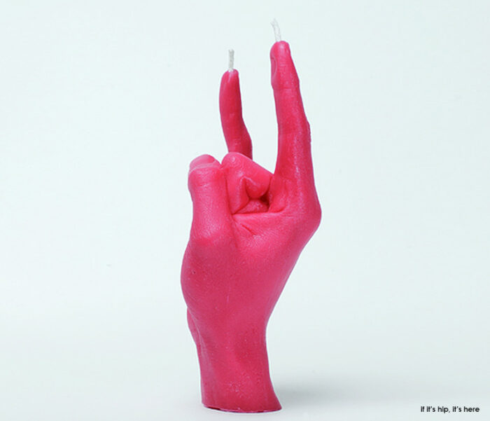 hand gesture candle horns hot pink IIHIH