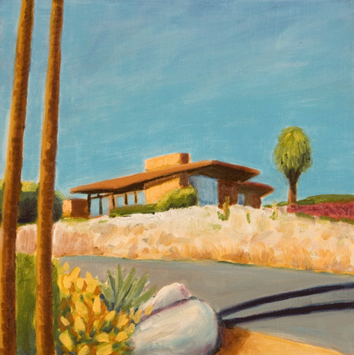 paintings of midcentury modern houses