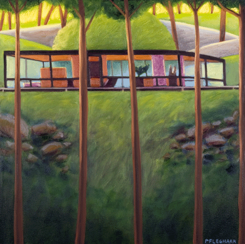 painting of johnson's glass house