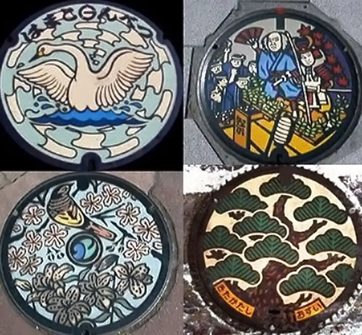 colored japanese manhole covers