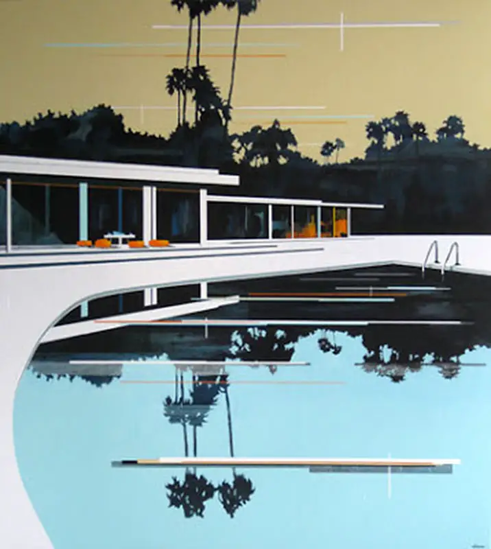 Modern Home, Pool and Cream Sky by Paul davies