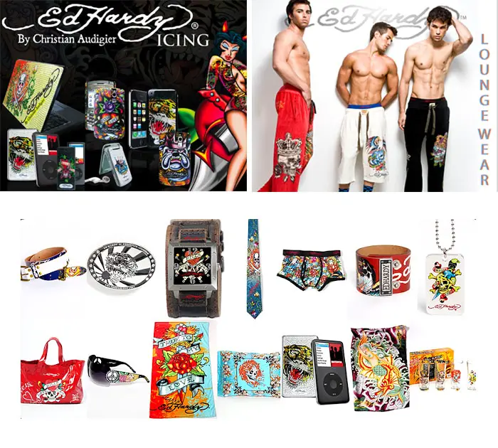 Ed Hardy bling kits, loungewear and other branded items