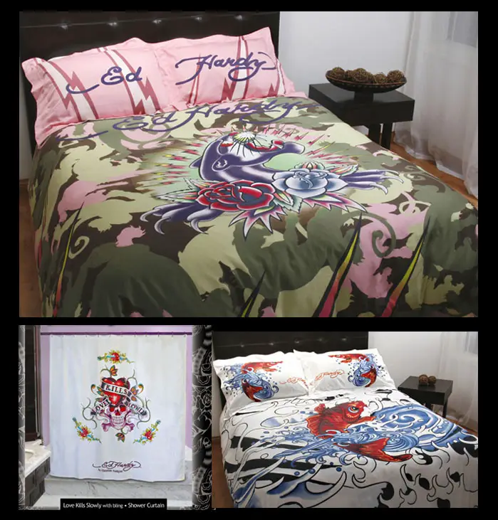 ed hardy bedding and shower curtain