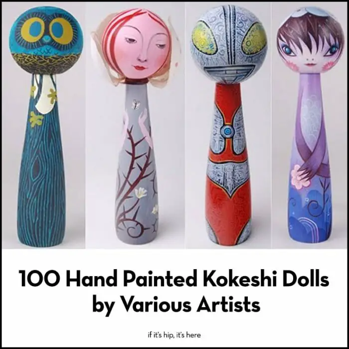 100 Hand Painted Kokeshi Dolls