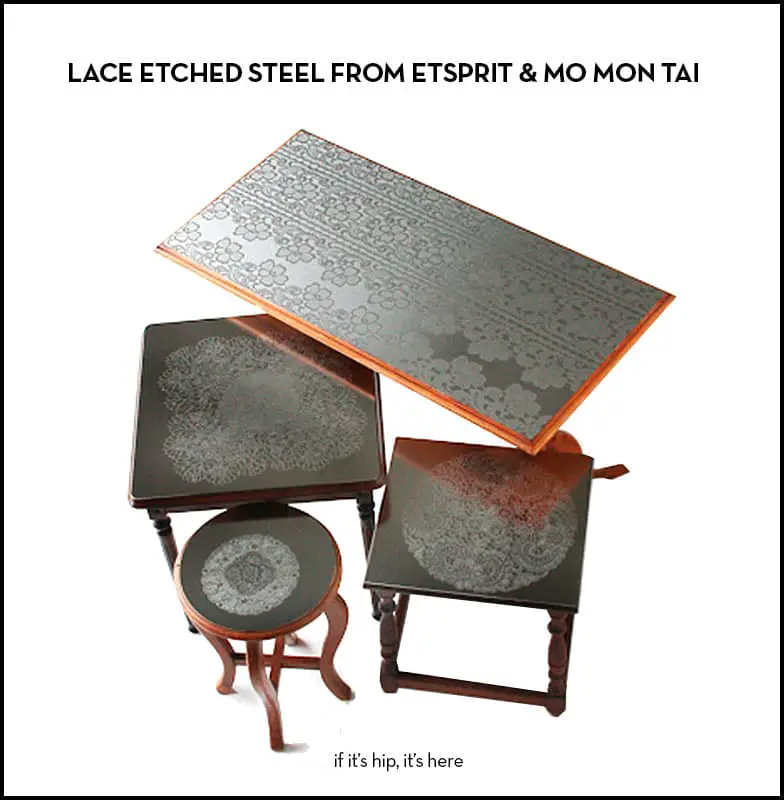 Lace etched steel furniture