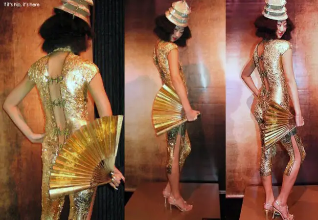 gold dress body painting