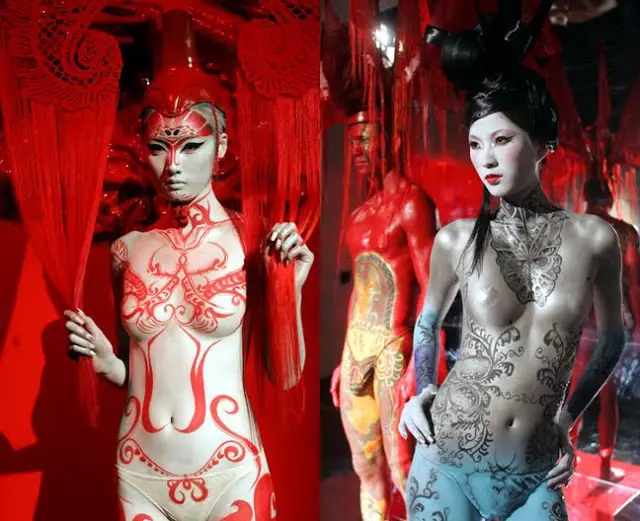 MAc chinese Dress Exhibit body art