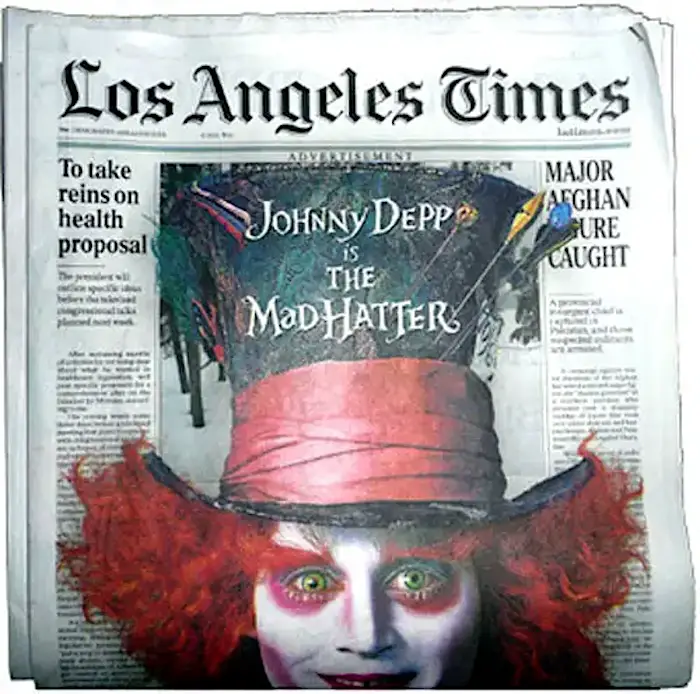 Read more about the article Great Media Buy? Or Poor Taste? Mad Hatter takes Over L.A. Times