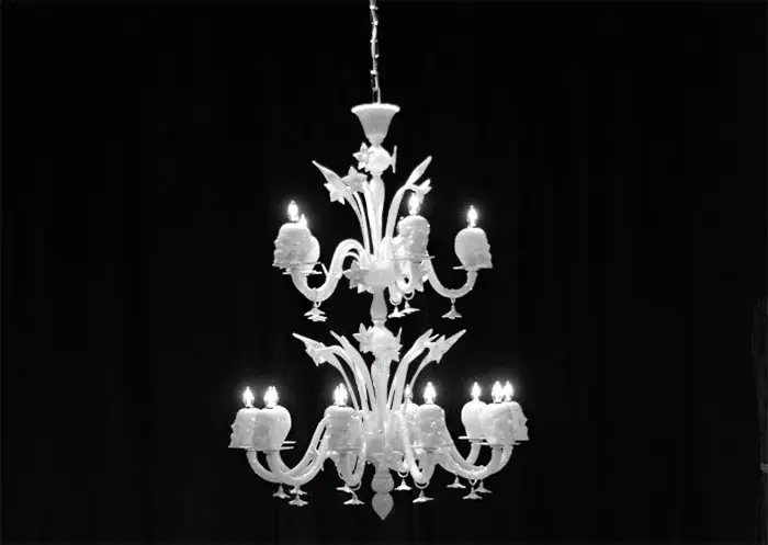 skull chandelier in white murano glass