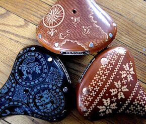 Leather Engraved Brooks Saddle Bicycle Seats By Kara Ginther
