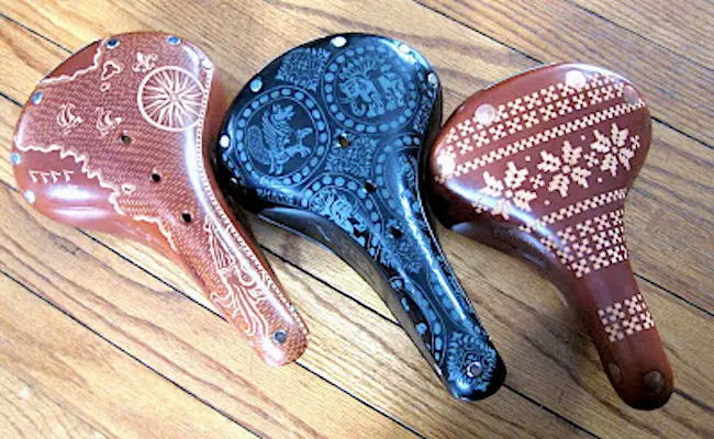 leather engraved bicycle seats