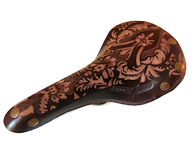 damask leather engraved bike seat