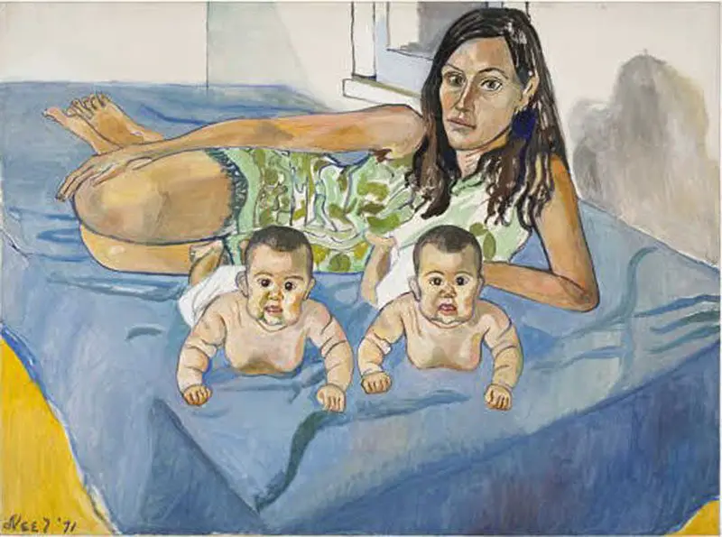 Alice Neel, Nancy and the twins, 1971