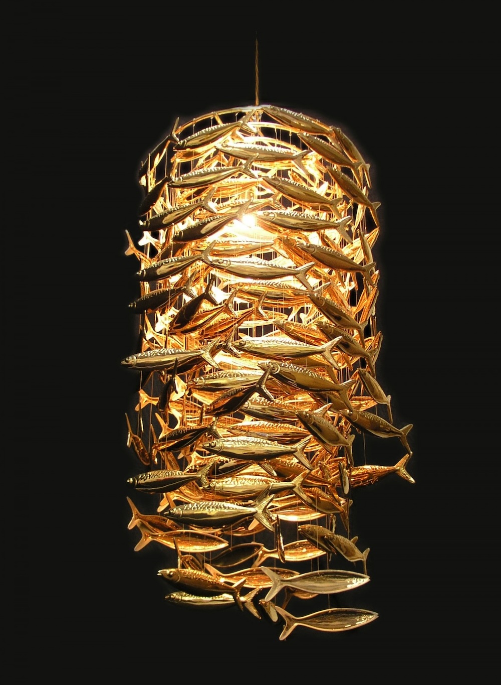 gold glass fish chandelier