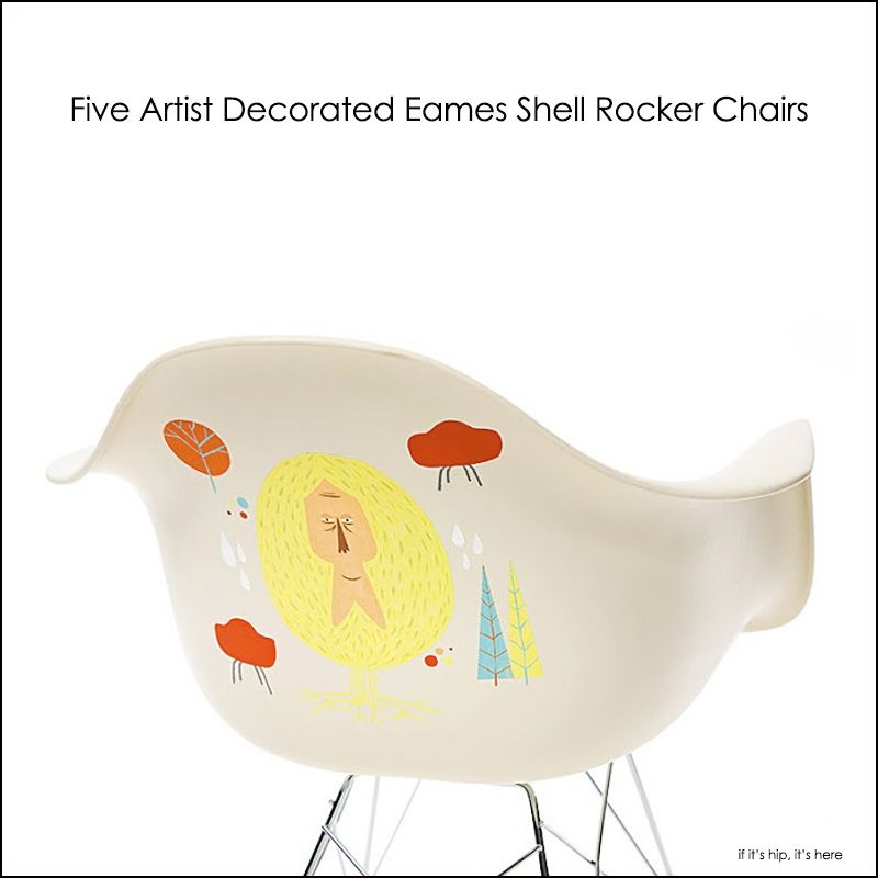 Artist decorated Eames Shell Rocker Chairs