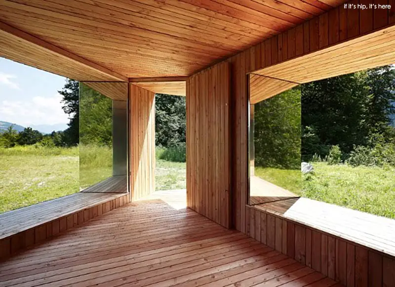 Philipp Baumhauer Wood Pavilion with Stainless Steel Shutters