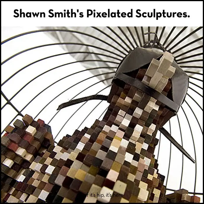 Read more about the article Digital & Real Worlds Collide In Shawn Smith’s Pixelated Sculptures.