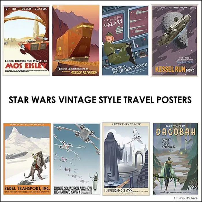 Read more about the article Vintage Style Illustrated Star Wars Travel and Transportation Posters.