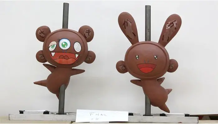 Murakami's final clay molds of Kaikai and Kiki