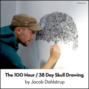 The 38 Day Skull Drawing by Jacob Dahlstrup
