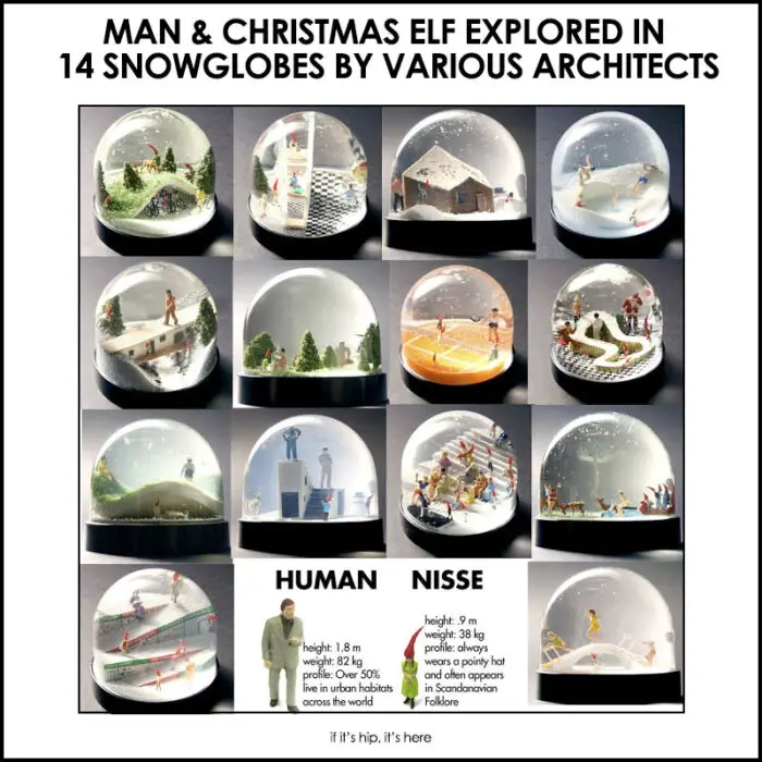 Read more about the article Man and Christmas Elf Explored In 14 Snow Globes By Various Architects
