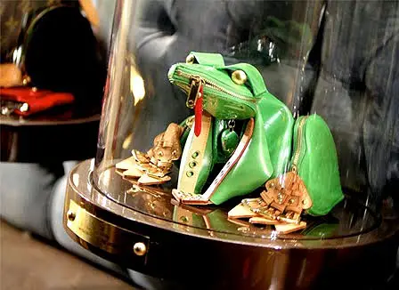 louis vuitton leather frog in window