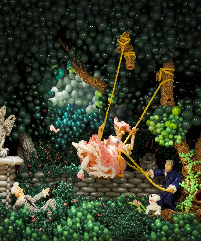 FRagonard The Swing, recreated in balloons