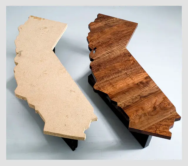 california shaped wood tables