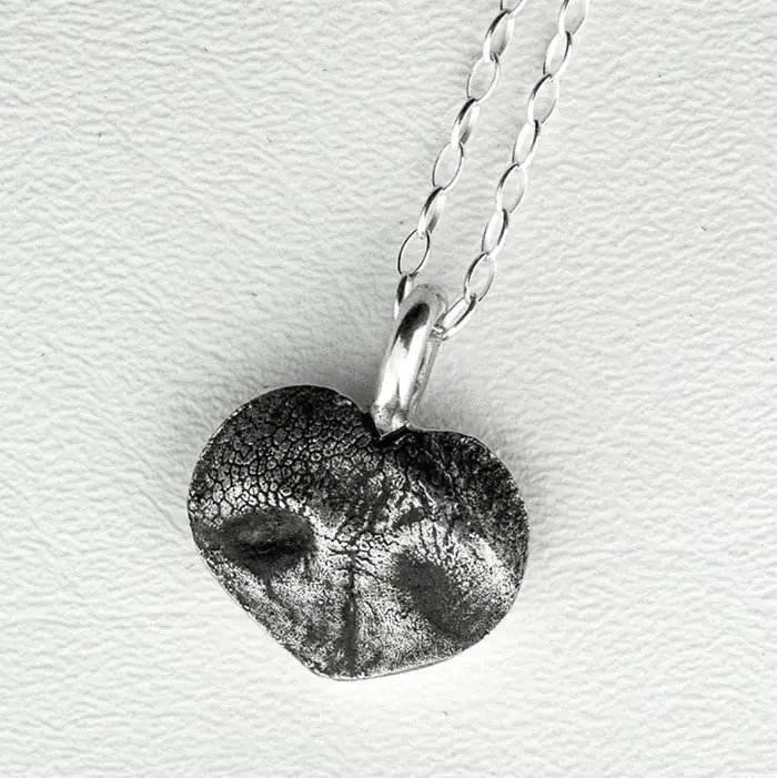 cast dog nose print heart pendant