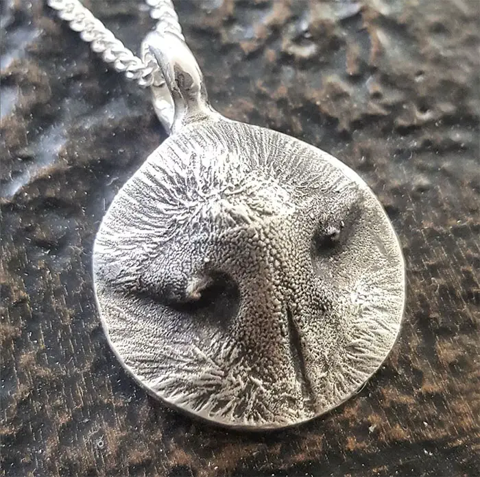 Cat nose print pendant in sterling silver