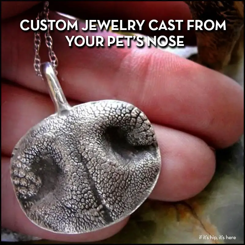 custom jewelry cast from pet's nose