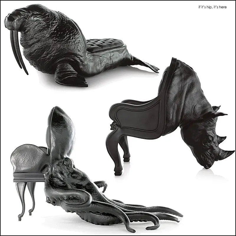 Animal Chairs by Maximo Riera in black