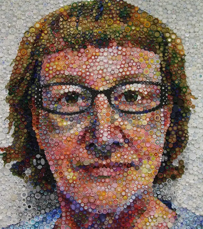 Mary Ellen Croteau Bottle Cap Self-Portrait