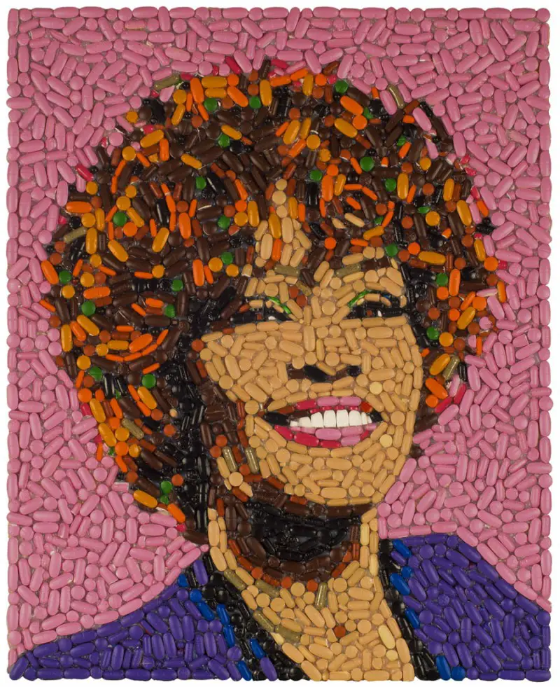 jason mecier pill portrait of Whitney Houston