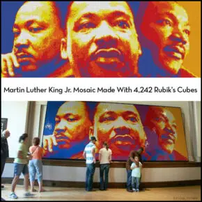 Dream Big – Martin Luther King Jr. Mosaic Made With 4,242 Rubik’s Cubes.