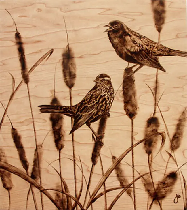 birds and pussy willows art