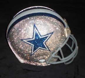 Blinged Out Brain Buckets. NFL Helmets With Hand Applied Swarovski Crystals.